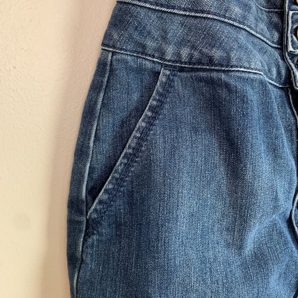 Forever 21 Denim Mini Skirt With Red Suspenders - Picture 9 of 12